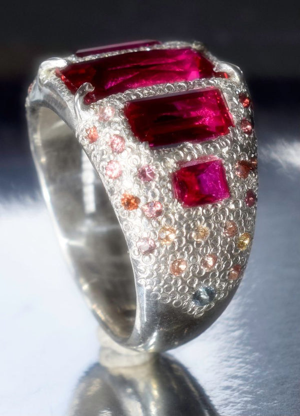 ruby and sapphire ring handmade by aok