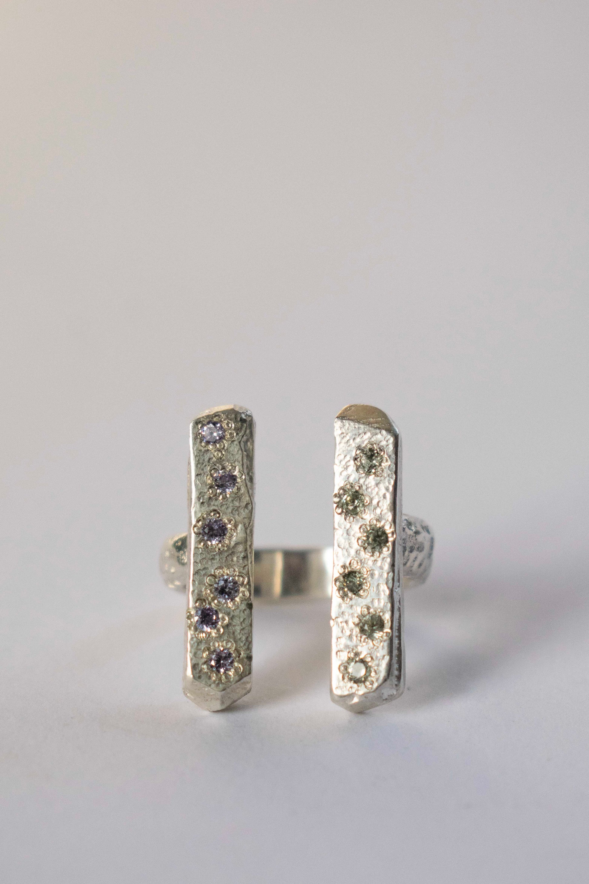 handmade silver ring on a white background
