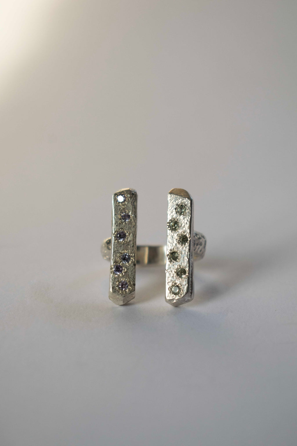 handmade silver ring on a white background
