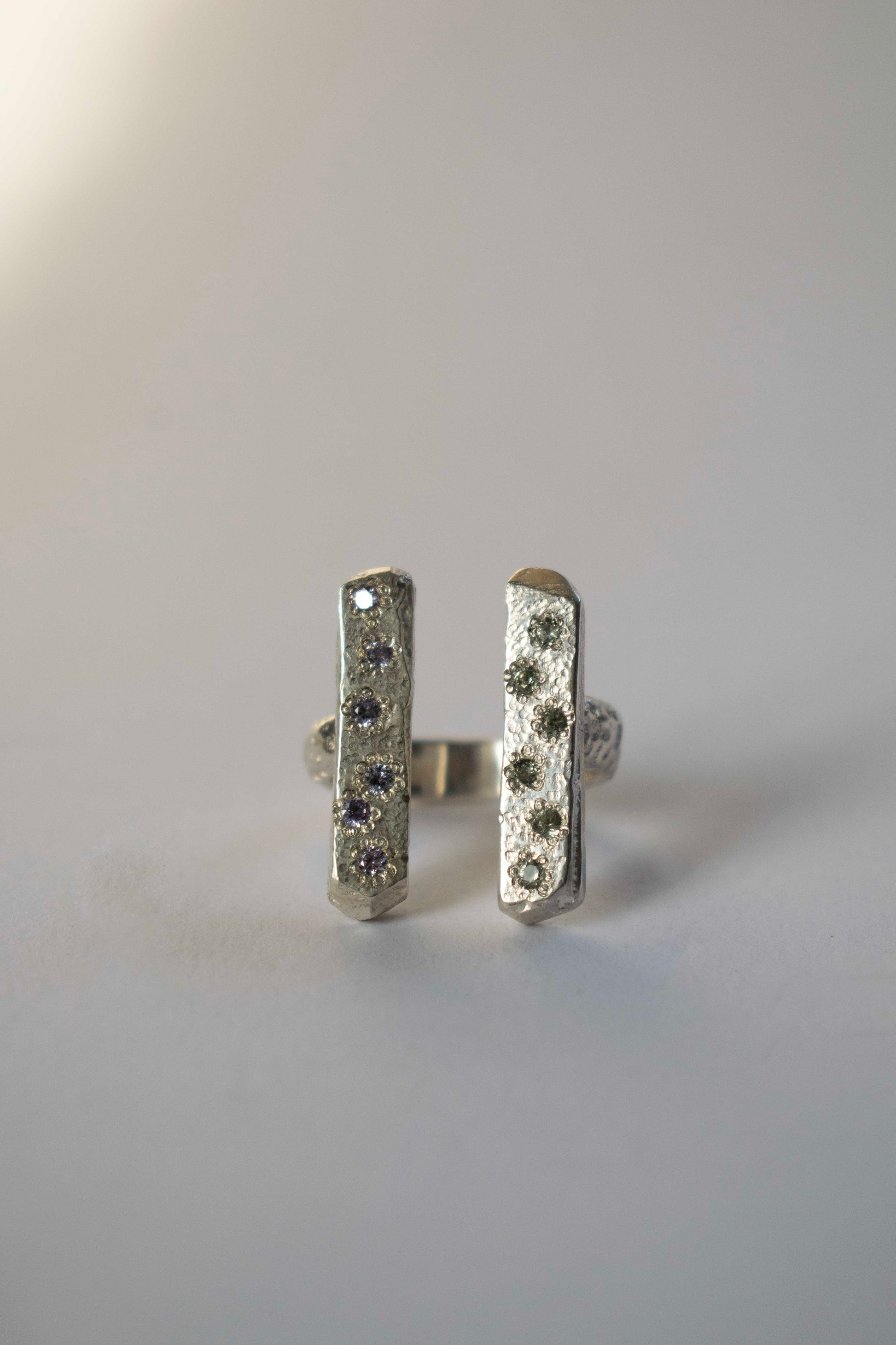 handmade silver ring on a white background