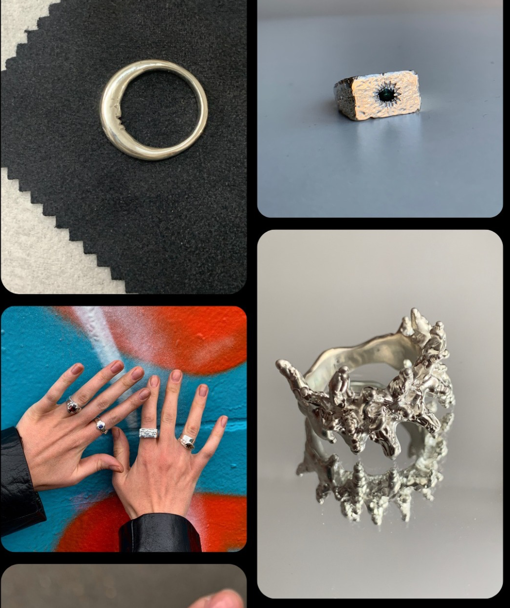 a photo collage of jewellery made by students