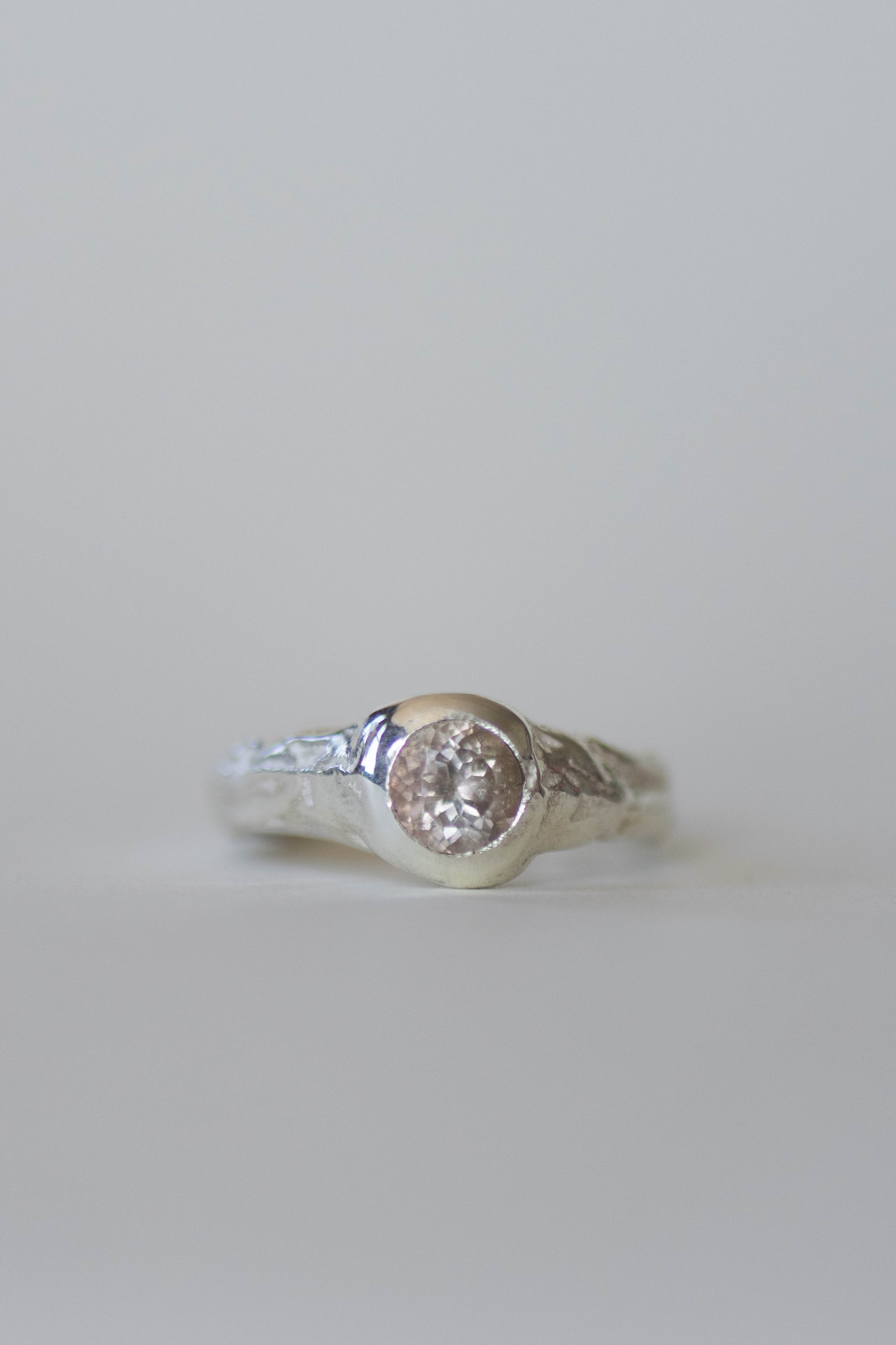MYST PEACH TOURMALINE RING UK O