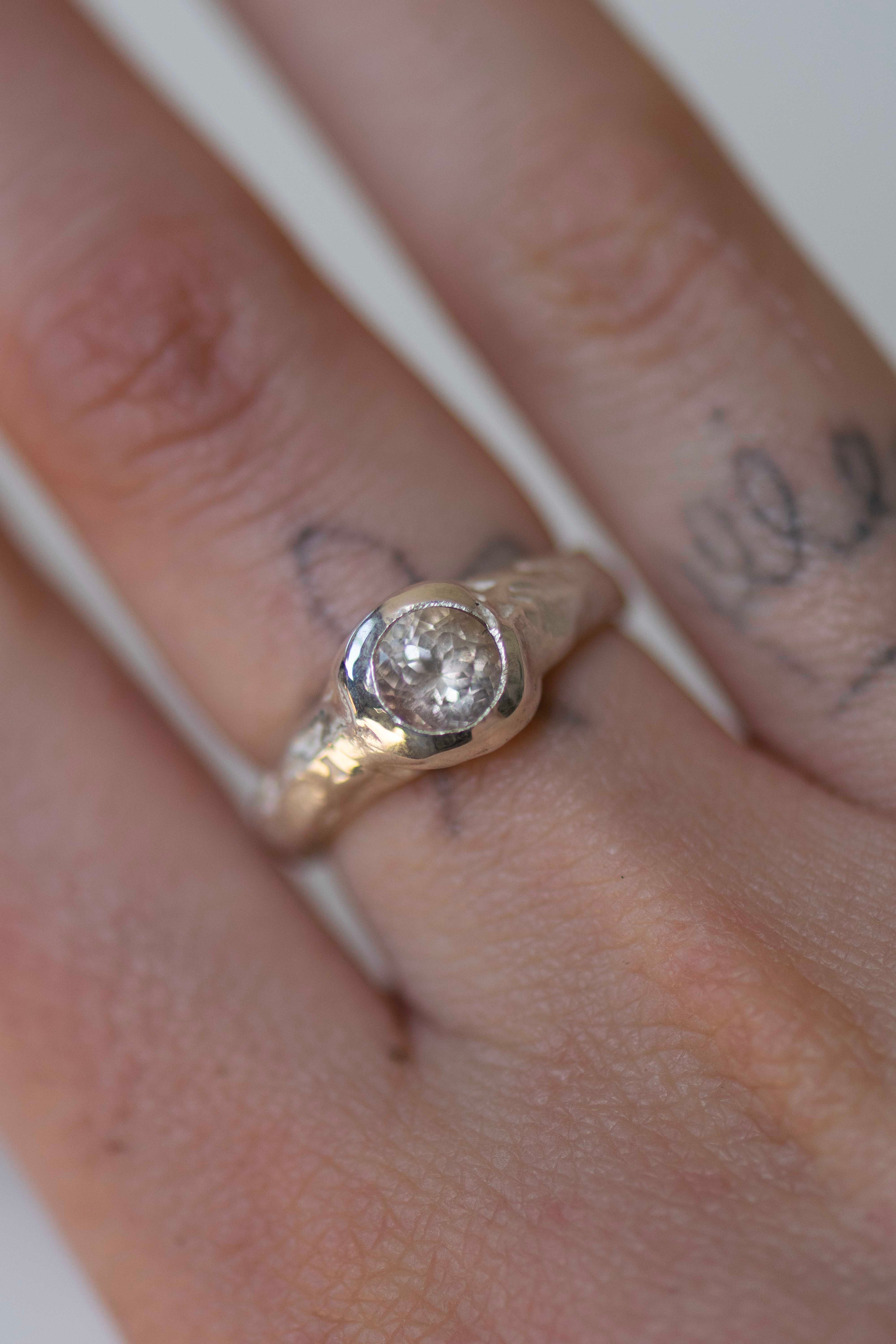 MYST PEACH TOURMALINE RING UK O
