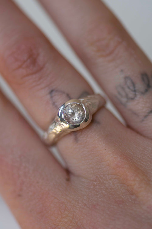MYST PEACH TOURMALINE RING UK O