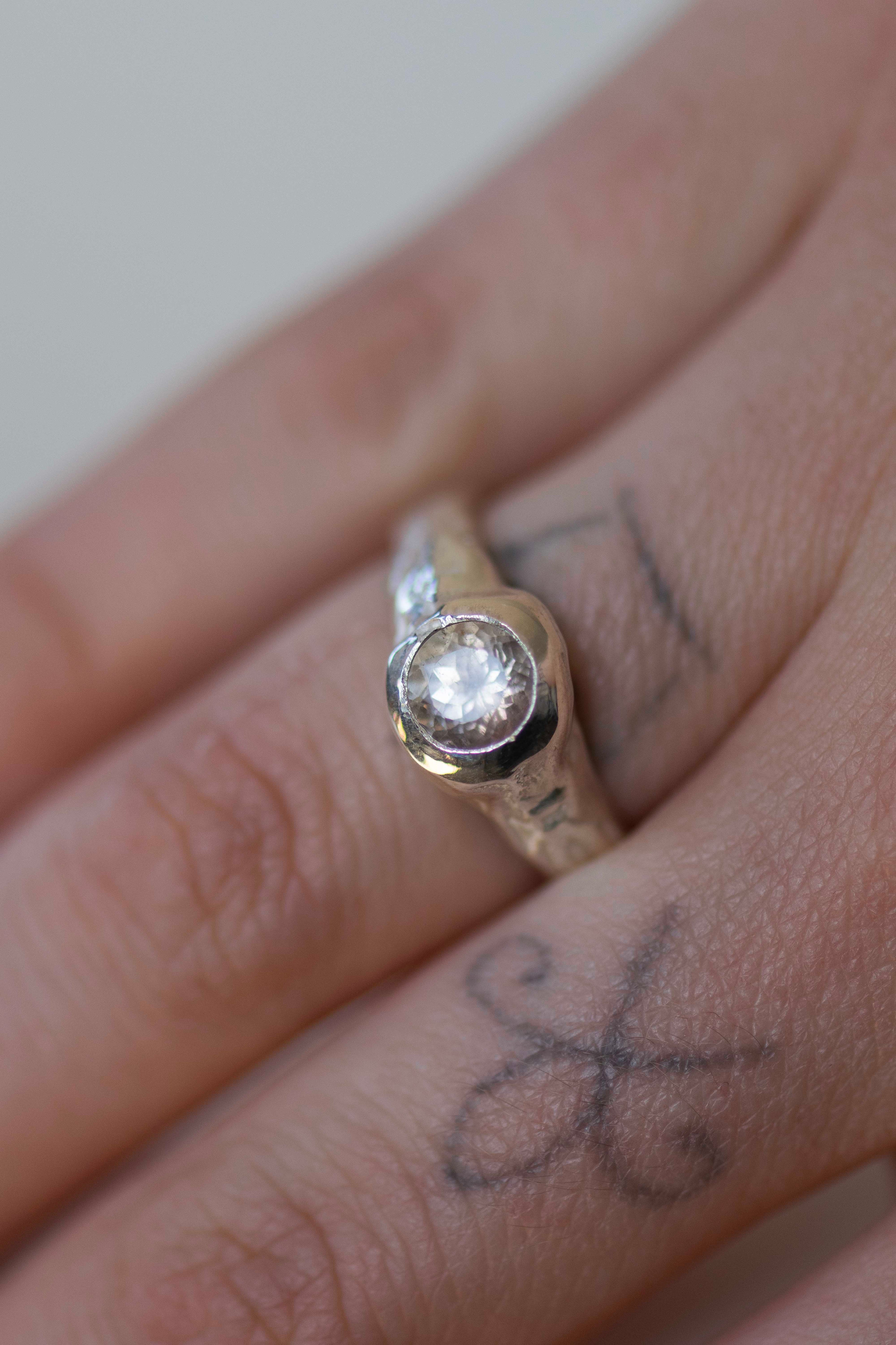 MYST PEACH TOURMALINE RING UK O